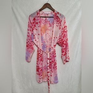 Victoria's Secret Women's Pink Floral Sheer Chiffon Robe One Size